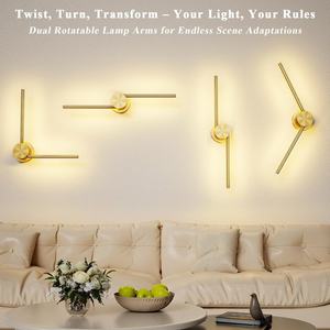 Lampe murale LED à câblage linéaire gratuit, rotative à 180 degrés, rechargeable, pour chevet de chambre à coucher, design unique - Product Image 4