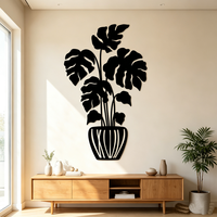 Art mural en métal découpé au laser, silhouette de plante Monstera, feuille creuse, art mural pour la décoration du salon, OEM ODM