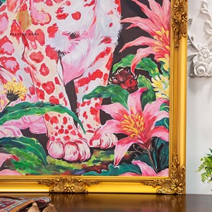 Dipinto a Olio su Tela Fatto a Mano 80*120cm, <span class=keywords><strong>Leopardo</strong></span> Rosa con Cornice in Legno Massiccio, Arte Murale Tropicale per Camera da Letto e Decorazione Alberghiera - Product Image 3