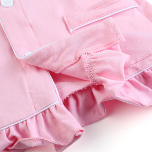 <span class=keywords><strong>Pigiama</strong></span> <span class=keywords><strong>con</strong></span> volant per ragazze popolari di nuovo design abbottonato set di pigiami in cotone per bambine adorabili per bambini - Product Image 6