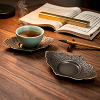 Sous-verres personnalisés en métal bronze antique, 8,4 cm, sous-verres en forme de losange pour tasses à thé, accessoires pour tasses à café et soucoupes, accessoires pour service à thé
