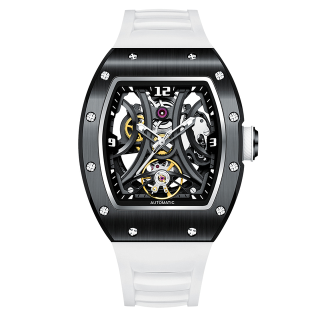 Unisex High Quality Luxury Brand Automatic Watch Fashion Mechanical Watches Square Shape Silicone Strap Oval Factory Wholesale