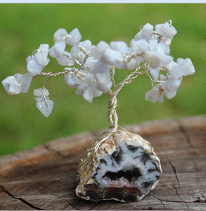 Arbre de vie en dentelle bleue naturelle, agate, cristal de guérison, Base cristal naturel, bonsaï, décoration, cadeaux de décoration - Product Image 1