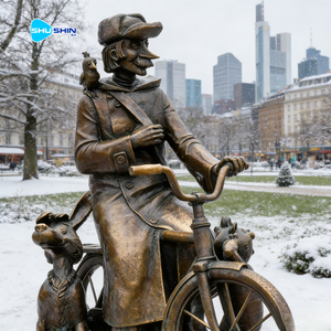 Estatua de Cartero de Bronce a Tamaño Real Personalizada con Bicicleta para Decoración de Jardín Exterior - Product Image 3