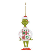 Vente en gros de poupées amusantes vertes pour la décoration de Noël, ornements de Noël en acrylique Grinch suspendus pour l'arbre de Noël