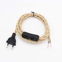 Cable de Alimentación con Enchufe Europeo y Interruptor de Encendido/Apagado, Cable de Alimentación de CA de 2 m con Cubierta de Tela Vintage para Lámparas de Mesa y Electrodomésticos