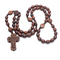 Chapelet en bois de palissandre avec pendentif croix, antibactérien et isolant, style classique, cadeau religieux chrétien