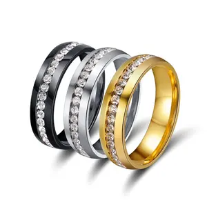 925纯银6毫米宽度永恒戒指圆形CZ通道设置结婚戒指