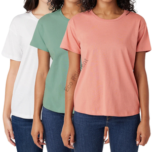 Camiseta de Manga Corta con Cuello Redondo para Mujer, Corte Regular, Algodón y Elastano, Color Sólido, Secado Rápido, Transpirable, Venta al por Mayor B2B, Personalizable - Product Image 2
