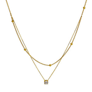Collier double en acier inoxydable plaqué or 18 carats avec zircon, résistant à l'eau et inaltérable, avec logo personnalisé, pour femme - Product Image 5