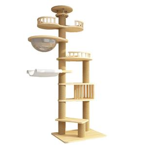 大型猫用キャットタワー 爪とぎ付モダン天井突っ張り型 多層式キャットクライミングツリー - Product Image 1