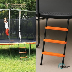Escalera para Trampolín con Peldaños Rojos para Acceso al Redecillo de Seguridad del Trampolín Redondo, Equipo de Escalada Portátil - Product Image 3