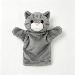Marioneta de Mano de Gato de Peluche Gris, Juguete de Peluche Suave para Niños de 3 Años en Adelante, Unisex - Product Image 1