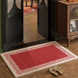 Tapis de porte rectangulaire rouge à motifs floraux, antidérapant en PVC, pour entrée de maison, collection automne 2025 - Product Image 3