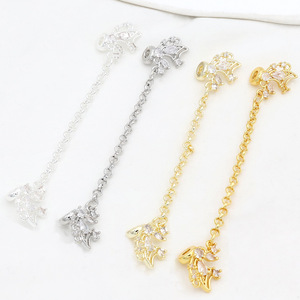 Cadena con colgante de ala de mariposa de cobre chapado en oro de 18 quilates con incrustaciones de circonita, cadena de seguridad, accesorio de dije de cristal DIY para pulsera D178 - Product Image 1