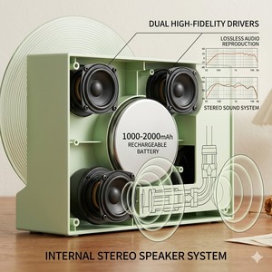 Lecteur <span class=keywords><strong>de</strong></span> disques vinyles rétro TimeBeat LK09 <span class=keywords><strong>pour</strong></span> haut-parleur V5.3 HiFi sans fil, commande vocale, carte TF, entrée AUX, son naturel, sommeil - Product Image 5