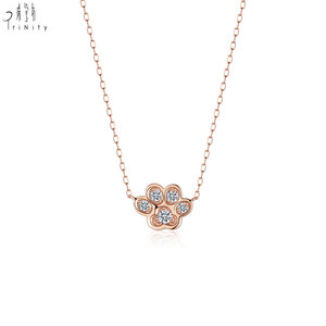Collier pendentif patte d'animal délicat très populaire, or massif 18 carats, diamant naturel véritable, pour fille, à porter au quotidien - Product Image 1