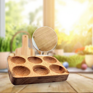 Plateau porte-œufs en bois pour 6 œufs, support de rangement pour œufs en bois naturel, organisateur de comptoir de cuisine, présentoir à œufs en bois rustique, décoration - Product Image 3
