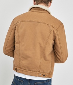 OEM Khaki Stocklot Colored <strong>Denim</strong> <strong>Sherpa</strong> Trucker <strong>Jackets</strong> for Men - Product Image 2