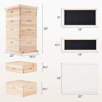 Nouveau kit de démarrage pour ruche Langstroth - Ruche à 4 étages avec cadres et cire d'abeille pour l'apiculture