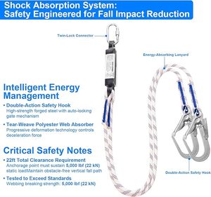Arnés de Seguridad de Cuerpo Completo CITYCITY, Duradero, Certificado por ANSI y OSHA, Protección Contra Caídas para Trabajos en Altura, Techado y Construcción - Product Image 6