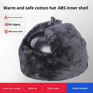 <span class=keywords><strong>Casque</strong></span> d'hiver épais en peluche ABS résistant au froid pour l'extérieur, chaud et anti-écrasement pour les électriciens. - Product Image 2