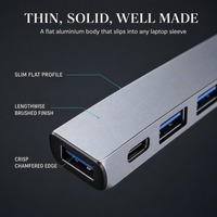 Hub USB-C 7-en-1 ultra-fin en alliage d'aluminium, adaptateur de stationnement portable avec garantie de 12 mois pour tablettes, voyages et usage hôtelier – En stock