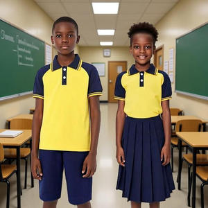Personnalisation transfrontalière d'uniformes scolaires pour enfants, <span class=keywords><strong>uniforme</strong></span> <span class=keywords><strong>scolaire</strong></span> unisexe en coton - Product Image 2