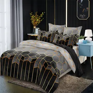 Bán buôn tùy chỉnh in ấn bedsheets tấm ga trải giường Duvet cover 100% sợi bông polyester Quilt Cover gối trường hợp 4 cái bộ đồ giường đặt