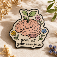 Promotion : Pin's en émail souple en forme de cerveau, vente en gros, motifs floraux botaniques, pin's positifs, badges santé mentale, pin's de revers personnalisables avec LOGO