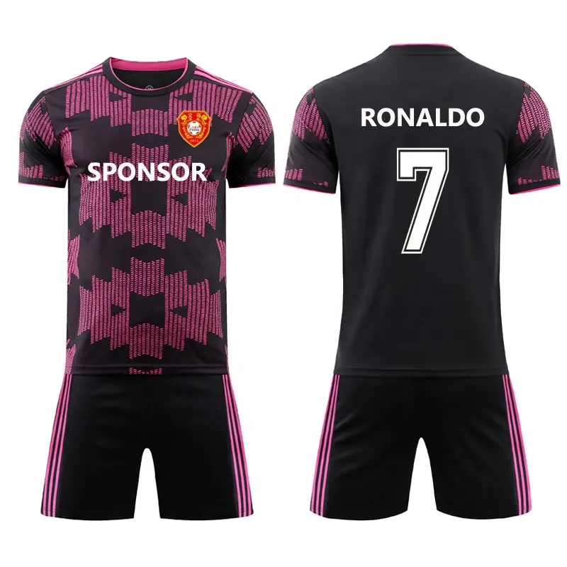 Camiseta de fútbol de entrenamiento para hombres, conjunto de camisetas de color negro y rosa con sublimación, nuevo diseño, 2021