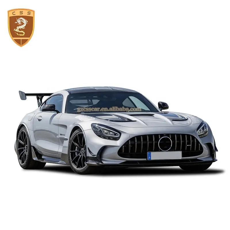 طقم هيكل من ألياف الكربون من سلسلة سوداء, لسيارات مرسيدس بينز Amg Gt Gt Gtr ، مصدات جانبية ، غطاء محرك الجناح الخلفي