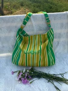 Sacs fourre-tout ethniques en coton rayé, grande capacité, sac de shopping, sac à main élégant et portable pour femme, sac à bandoulière de voyage - Product Image 4