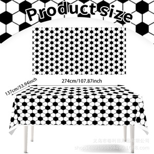 Football Themed <b>Tablecloth</b> <b>Black</b> And White 137x274 Cm Plastic Digital Printing Party Decoration Set For Football Gathering - Product Image 5