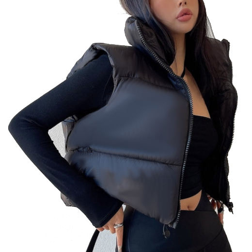 New Style Women Crop Puffer Bubble Vest Girls' Coats Winter Coats Jackets Ladies Down Vest 