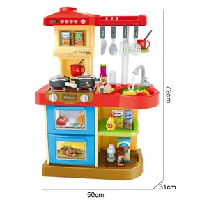 Samtoy Plastic Cooking Play Set Kitchen Accessories Toy Light Music Mist Spray Sink Kid Kitchen Set Toy Pretend Play With Water