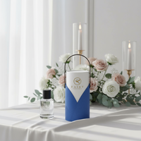 Flacon de parfum en verre haut de gamme avec bouchon à bec verseur, emballage personnalisé en boîte de couleur