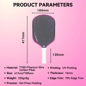 Raquette de pickleball Professor Titanium Pro Aero, <span class=keywords><strong>5</strong></span>ème génération, noyau pressé à chaud, fibre de carbone brute PhD, approuvée par USA Pickleball - Product Image 4