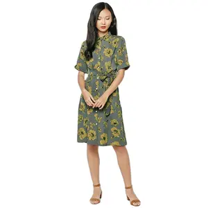 2020 fabricante mulheres roupas vietnã floral impresso vestidos casuais camisa vestidos e escritório vestidos vietnã vietnã