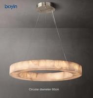 Lustre en marbre naturel en forme de cercle, design moderne en albâtre, design minimaliste pour salle à manger, salon, restaurant