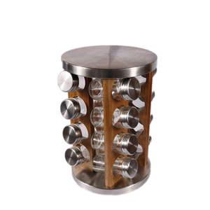 Design unico Acacia Legno Controsoffitto Spice Rack Torre Organizzatore Rotante Spice Rack di Rotazione In Piedi Cremagliera Mensola Del Supporto - Product Image 1