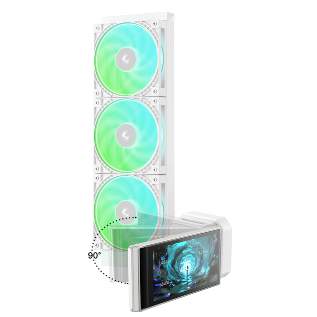 LT360 VISION ARGB 360mm AIO CPU Liquid Cooler With Adjustable LCD Screen 300 to 2500 RPM Fans 75 Point 33 CFM and AM5