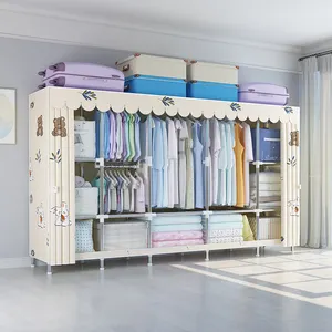 2.4 mètre grande armoire en tissu prêt à assembler meubles vêtements stockage organisateur placard tissu armoire armoire