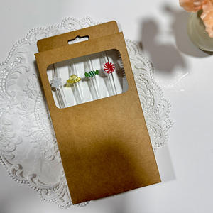 Accesorios de Bar, Pajitas Onduladas de Vidrio para Beber con Cepillo de Limpieza - Product Image 1