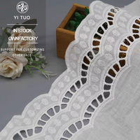 Dentelle brodée à œillets blancs en gros, bordure florale creuse tissée, largeur de 18,7 cm pour robe de mariée, couture de vêtements