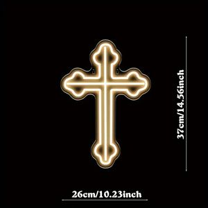 Enseigne néon LED en forme de croix, personnalisable, 5V, à intensité variable, motif Jésus, flexible, pour extérieur, chambre, salon, mariage, église, IP65, décorations en plastique - Product Image 2