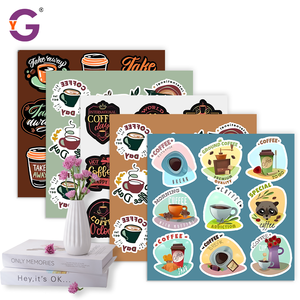Autocollants en feuille de café personnalisés pour café, étiquettes PVC imperméables, autocollants de café découpés à la forme, mini-paquet adhésif pour fenêtres - Product Image 1
