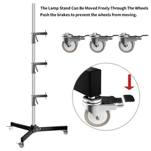 Empuñadura de pistola de Metal de 63cm-190cm para Softbox Tripod Studio <span class=keywords><strong>Flash</strong></span> Soporte de luz LED con ruedas - Product Image 2