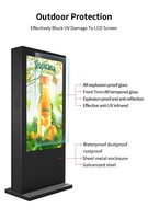 43 55 65 Inci Layar LCD Totem Kiosk Tahan Air IP65 Kecerahan Tinggi Dapat Dibaca di Bawah Sinar Matahari, Signage Digital Berdiri untuk Luar Ruangan