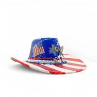 Chapeaux de cowboy à sequins drapeau américain, motif aigle et étoile, pour fête patriotique du 4 juillet, pour adultes, vente en gros